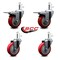 Service Caster 4'' Red Poly Wheel Swivel 7/16'' Stem Caster Set 2 Total Lock Brake, 4PK SCC-GRTTL20S414-PPUB-RED-716138-2-S2 - alternate 2